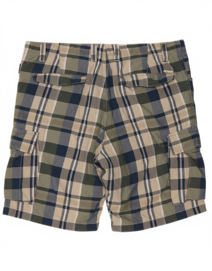 Sisley Herren-Cargoshorts IT 50 Large W36 Mehrfarbig karierte Baumwolle