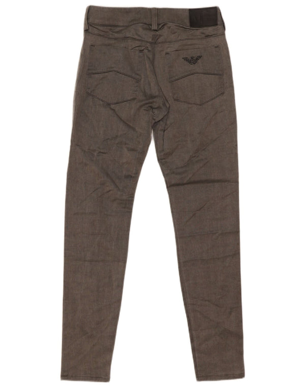 Armani Damen Skinny Freizeithose W25 L29 Graue Baumwolle