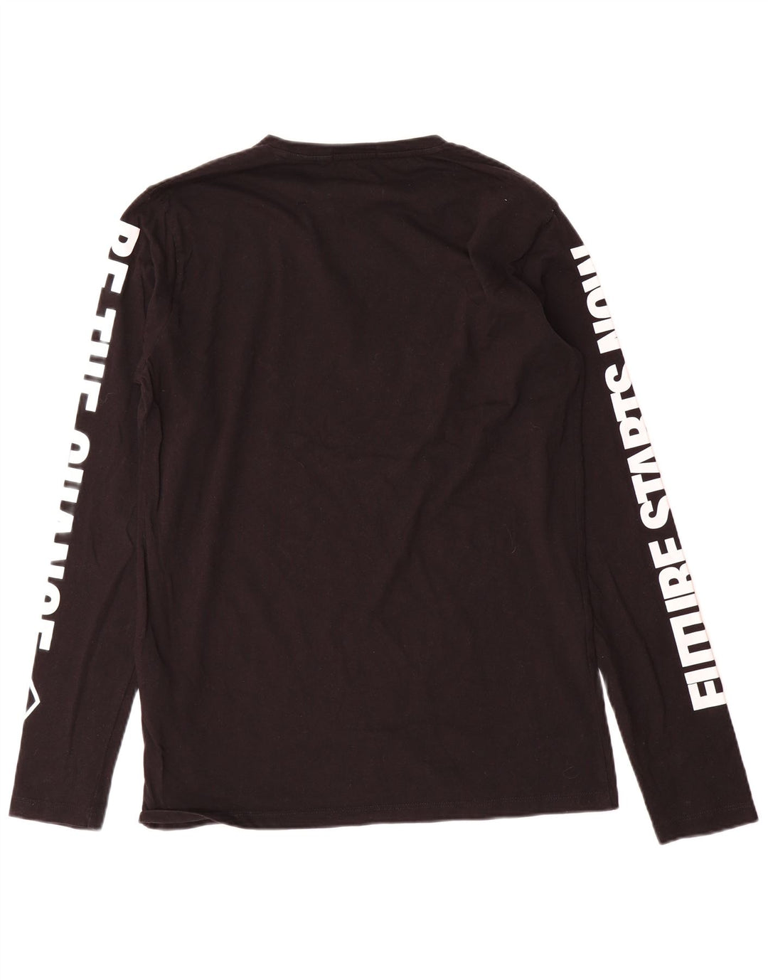Replay Herren-Grafik-T-Shirt, langärmelig, groß, aus schwarzer Baumwolle