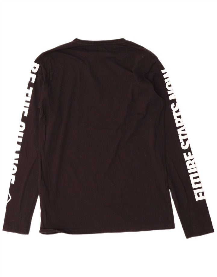 Replay Herren-Grafik-T-Shirt, langärmelig, groß, aus schwarzer Baumwolle