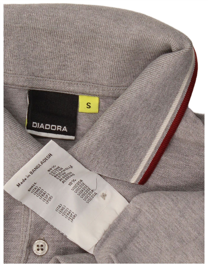 DIADORA Herren-Poloshirt, kleine graue Baumwolle