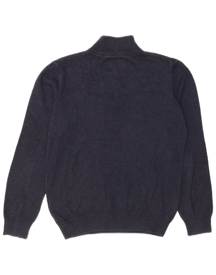 Superdry Herren-Pullover mit Reißverschluss am Hals, mittelmarineblaue Baumwolle