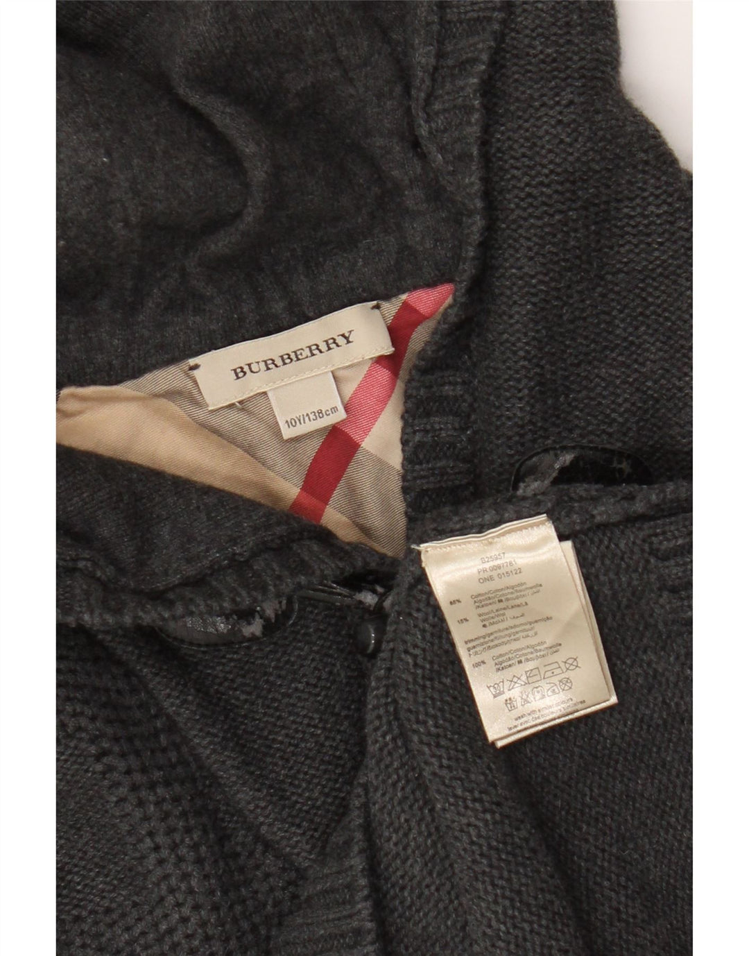 Burberry Jungen-Kapuzenpullover, 9–10 Jahre, graue Baumwolle