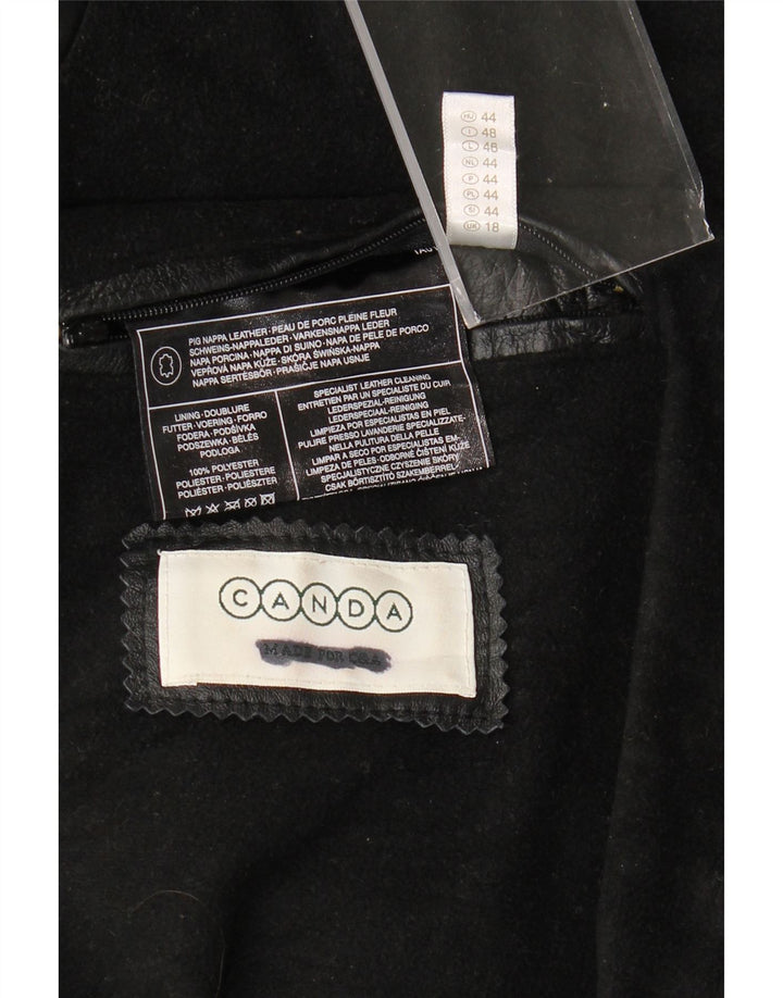 CANDA Damen-Lederjacke in Übergröße mit Kapuze, UK 18, XL, schwarzes Leder