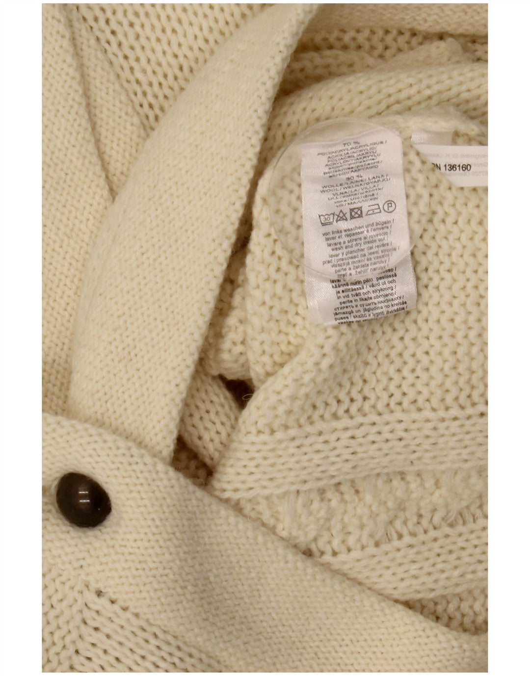 Vintage Damen Cardigan Pullover IT 42 Medium Off White Acryl
