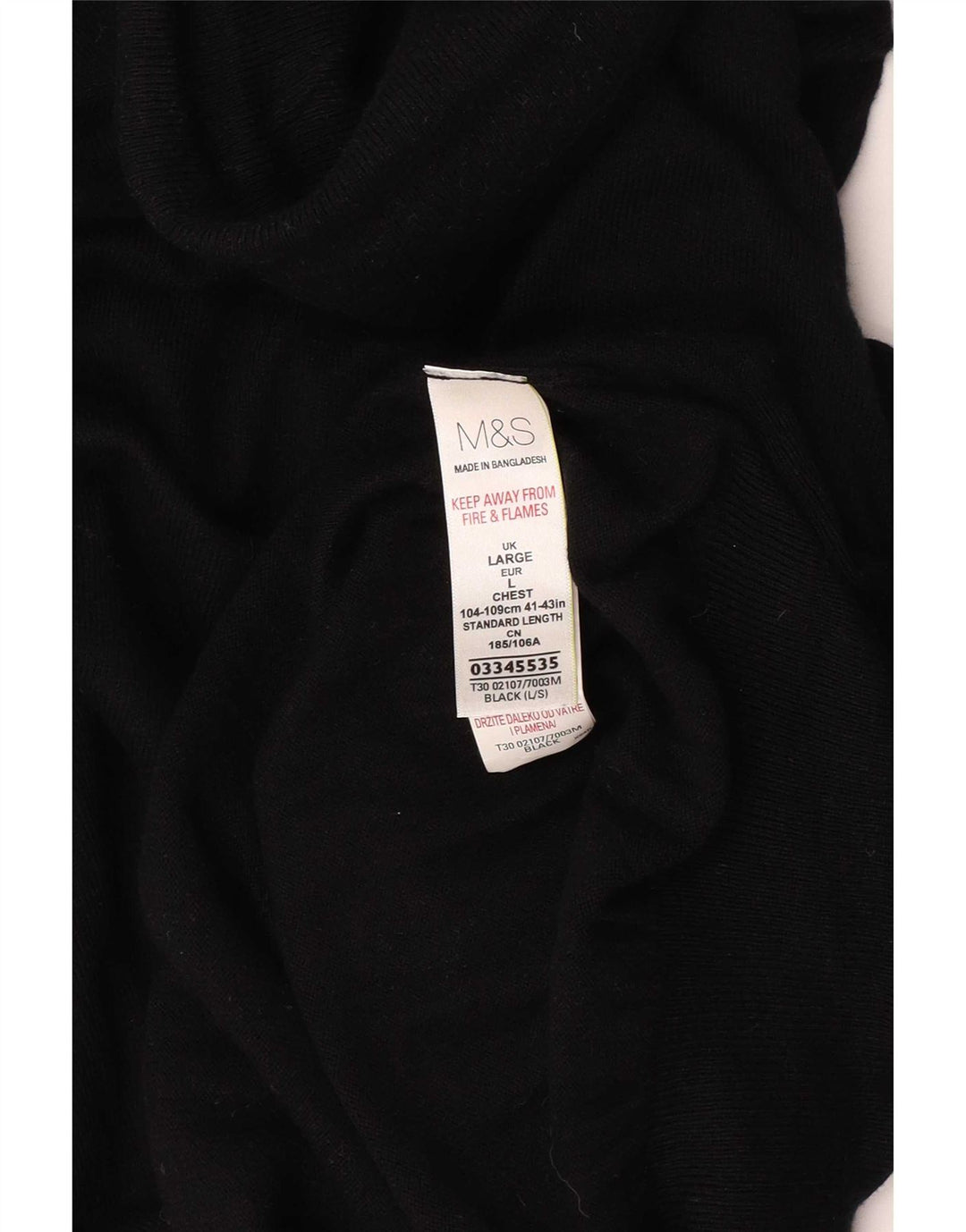 Marks & Spencer Rollkragenpullover für Herren, groß, aus schwarzer Baumwolle
