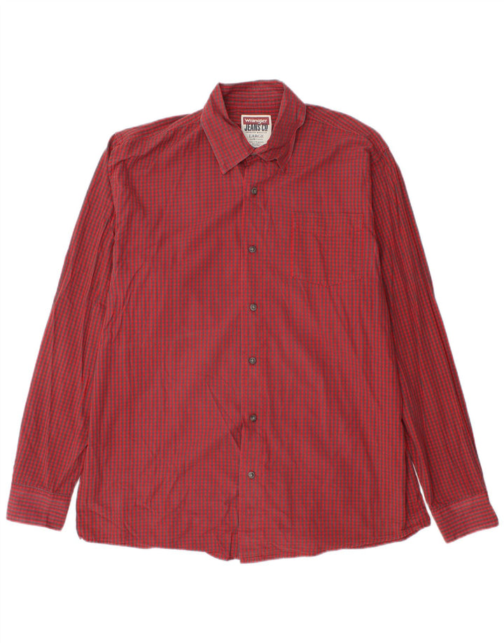 Wrangler Herrenhemd, großes rotes Gingham-Baumwollhemd