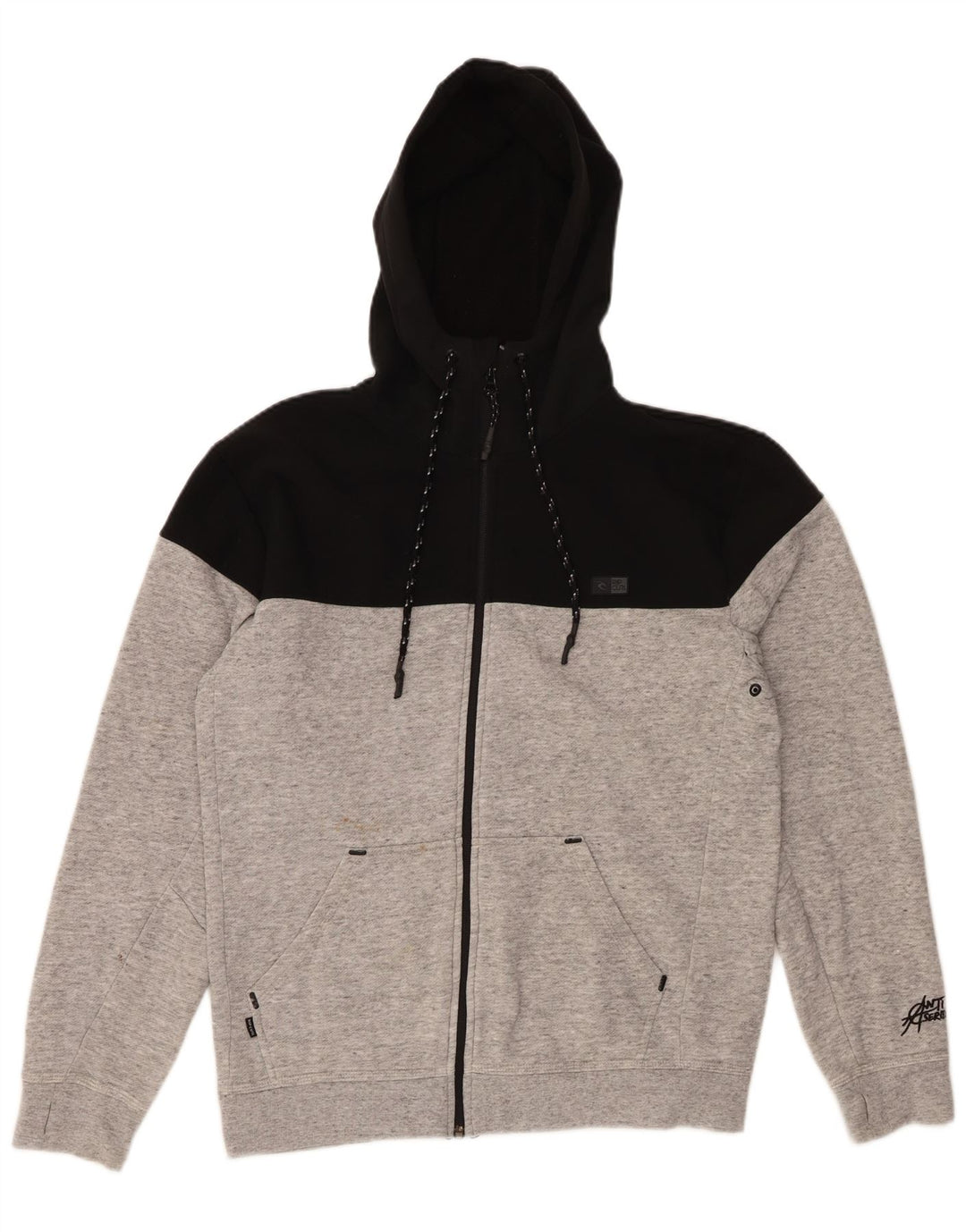 RIP CURL Herren-Kapuzenpullover mit Reißverschluss, Mittelgrau, Farbblock