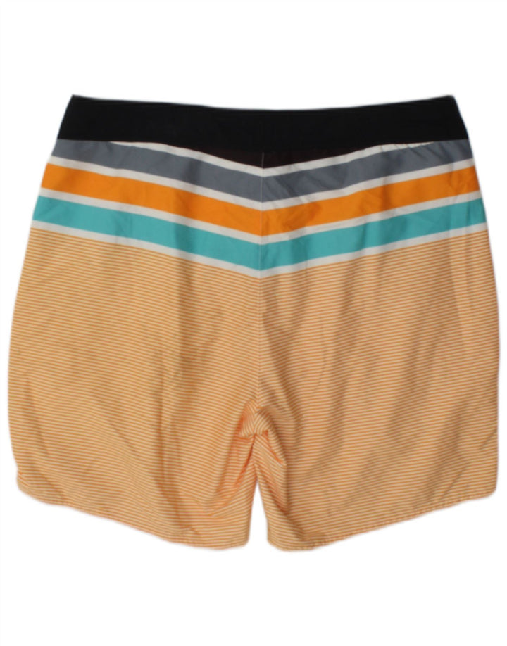 Hugo Boss Herren-Badeshorts, groß, orange gestreift, Polyester