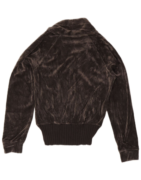 ADIDAS Samt-Trainingsoberteil für Damen, UK 12, mittelgraue Baumwolle