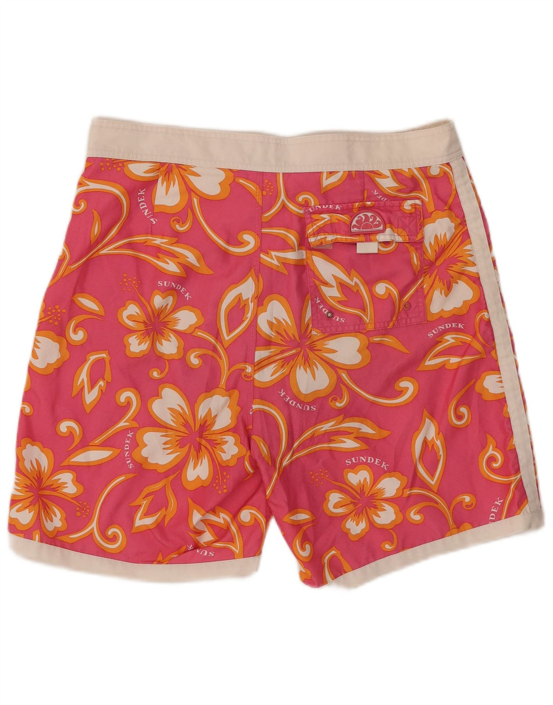 Sundek Herren-Badeshorts, groß, rosa, geblümt, Polyester