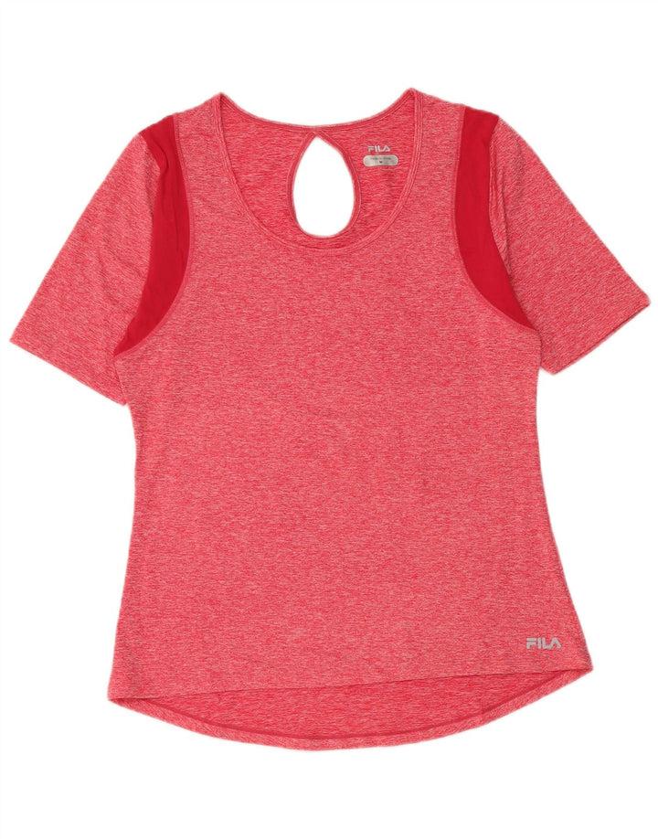 Fila Damen T-Shirt Top UK 12 Mittelrosa Colourblock Polyester