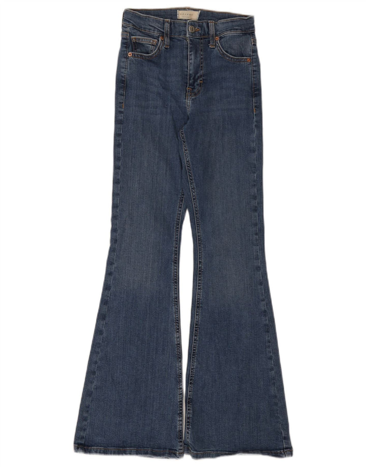 Topshop Damen Jamie Flared Jeans W24 L28 Blaue Baumwolle
