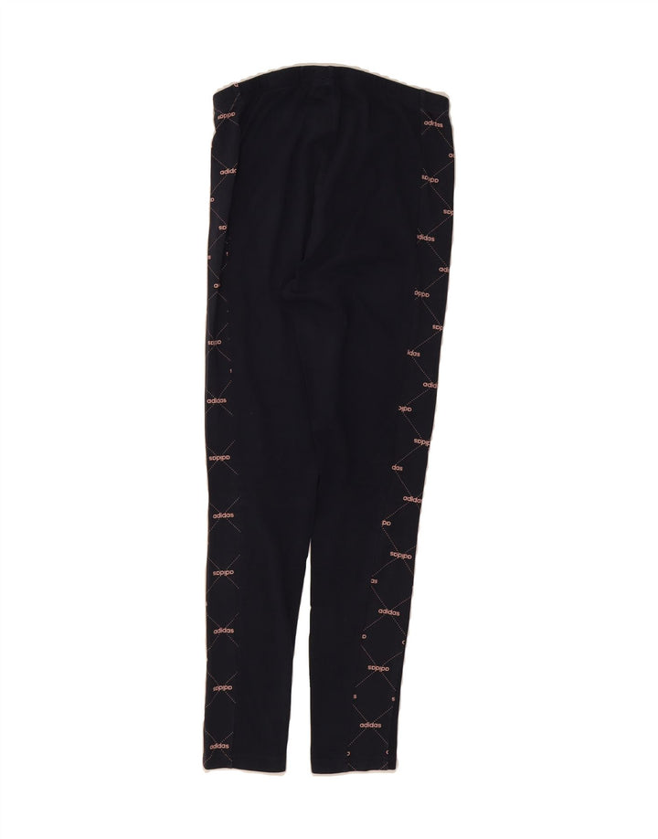 ADIDAS Womens Graphic Leggings UK 12/14 Medium Navy Blue Cotton Vintage Adidas and Second-Hand Adidas from Messina Hembry 