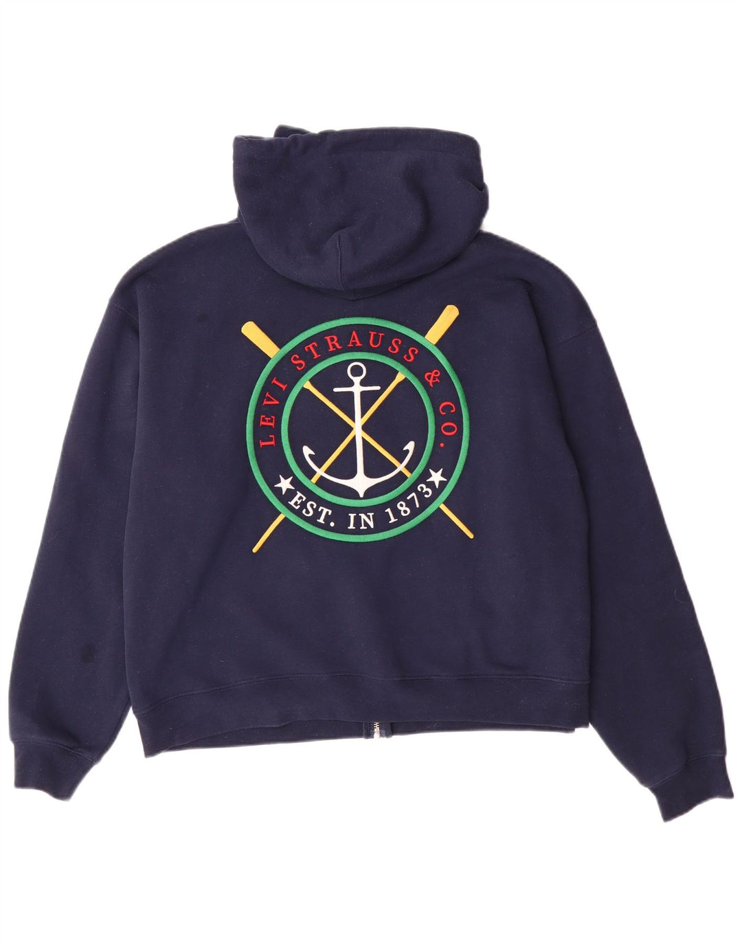 LEVI'S Damen-Kapuzenpullover in Übergröße mit grafischem Reißverschluss, Gr. 10, Marineblau