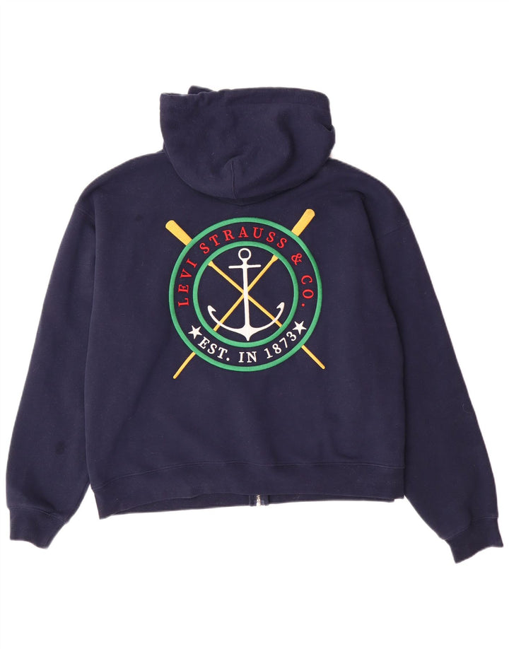 LEVI'S Damen-Kapuzenpullover in Übergröße mit grafischem Reißverschluss, Gr. 10, Marineblau