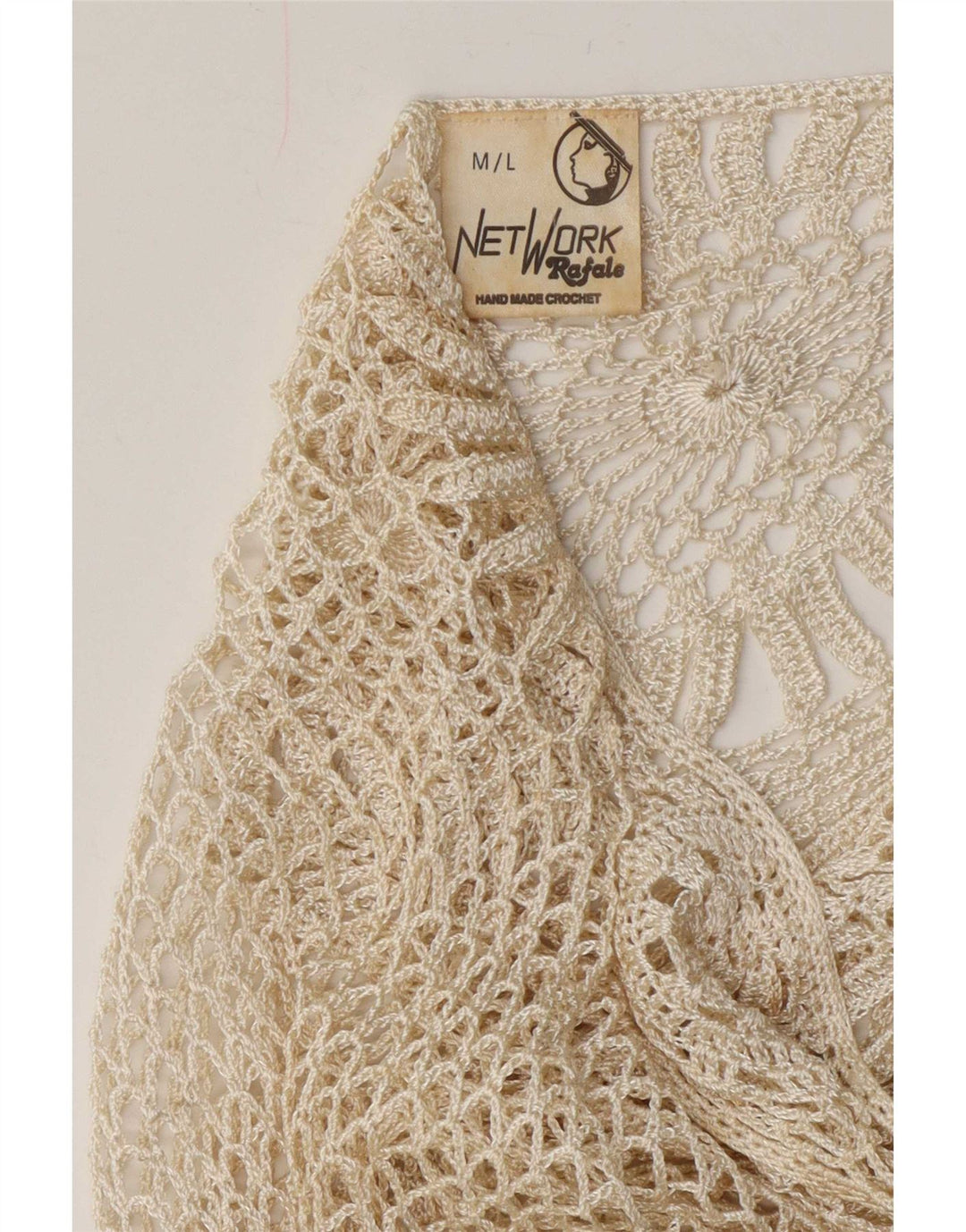 Rafale Damen Handgefertigtes Häkelblusenoberteil UK 14 Medium Beige Rayon
