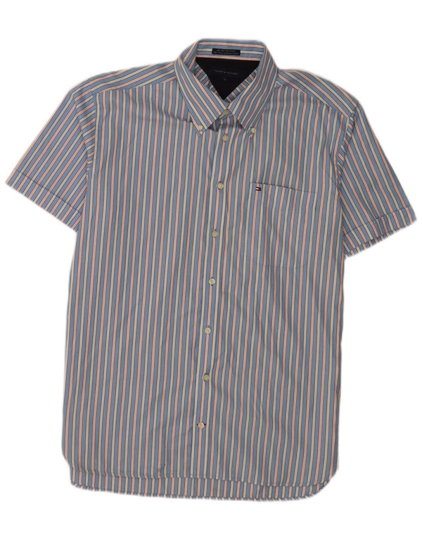 Tommy Hilfiger Herren-Kurzarmhemd, groß, blau gestreift
