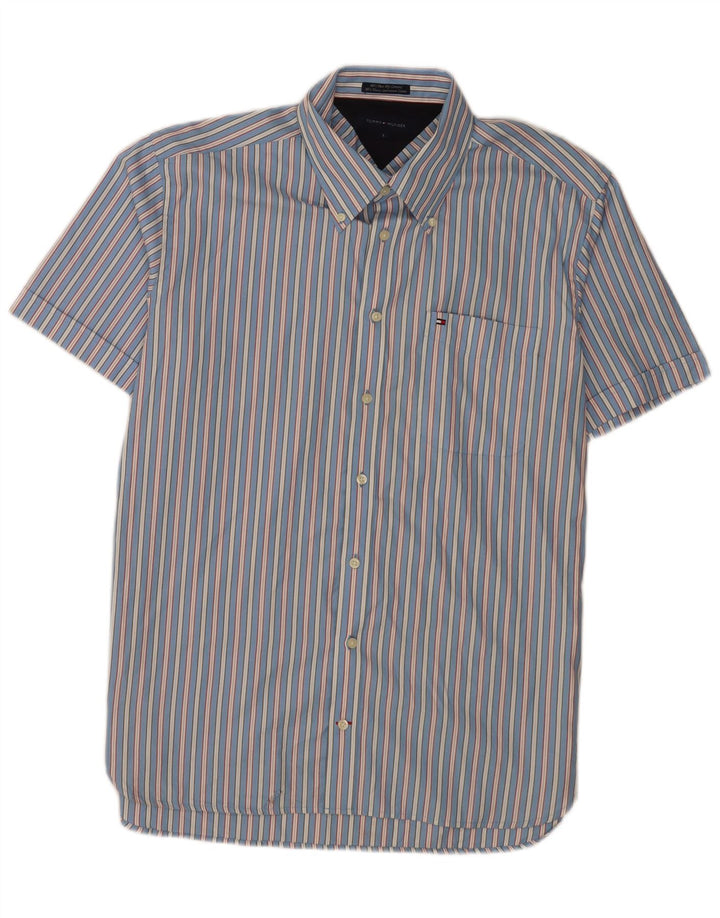 Tommy Hilfiger Herren-Kurzarmhemd, groß, blau gestreift