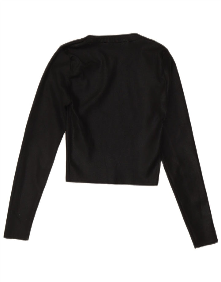 Zara Damen Crop Crew Neck Pullover Pullover UK 8 Small Schwarz