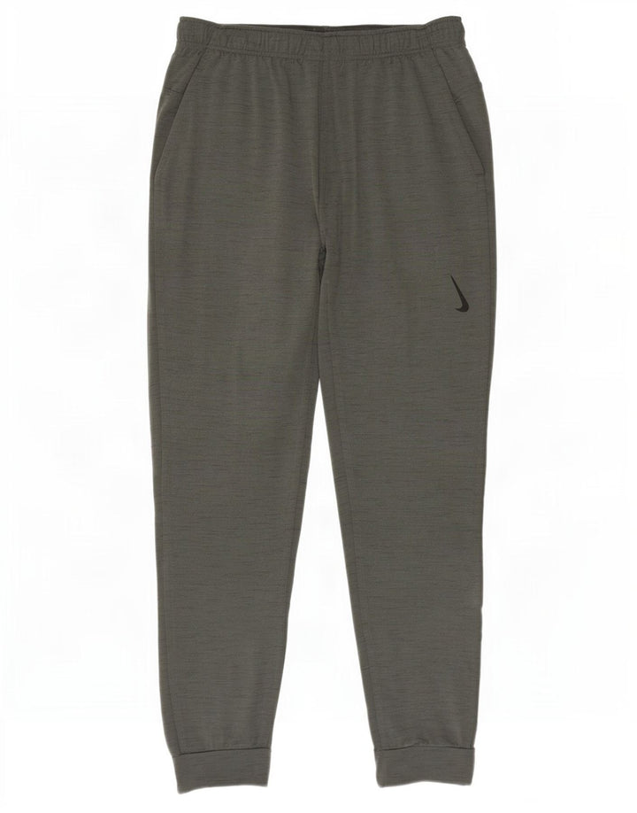 Nike Herren-Yoga-Trainingshose, Jogginghose, Mittelgrau geflecktes Polyester