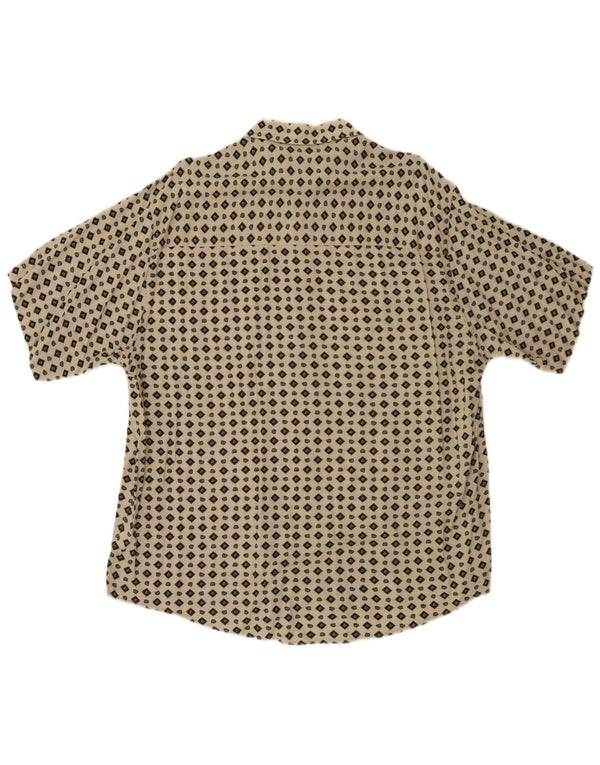 Follie Herren Kurzarmhemd XL Beige geometrische Viskose