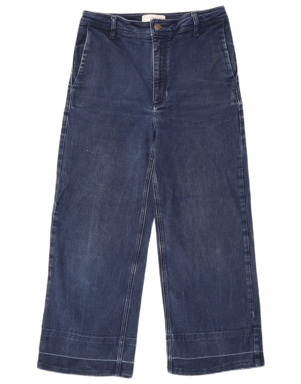 Fat Face Damen-Jeans mit weitem Bein, kurz geschnitten, UK 10, Größe S, W30, L24, Marineblau, Baumwolle