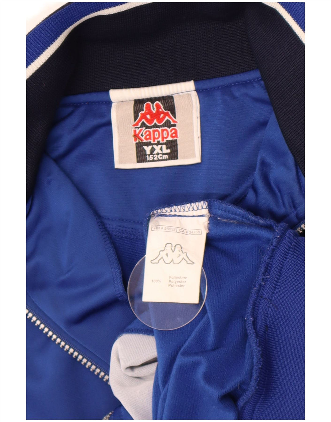 Kappa Jungen-Trainingsanzug-Top-Jacke, 12–13 Jahre, XL, blaues Farbblock-Polyester