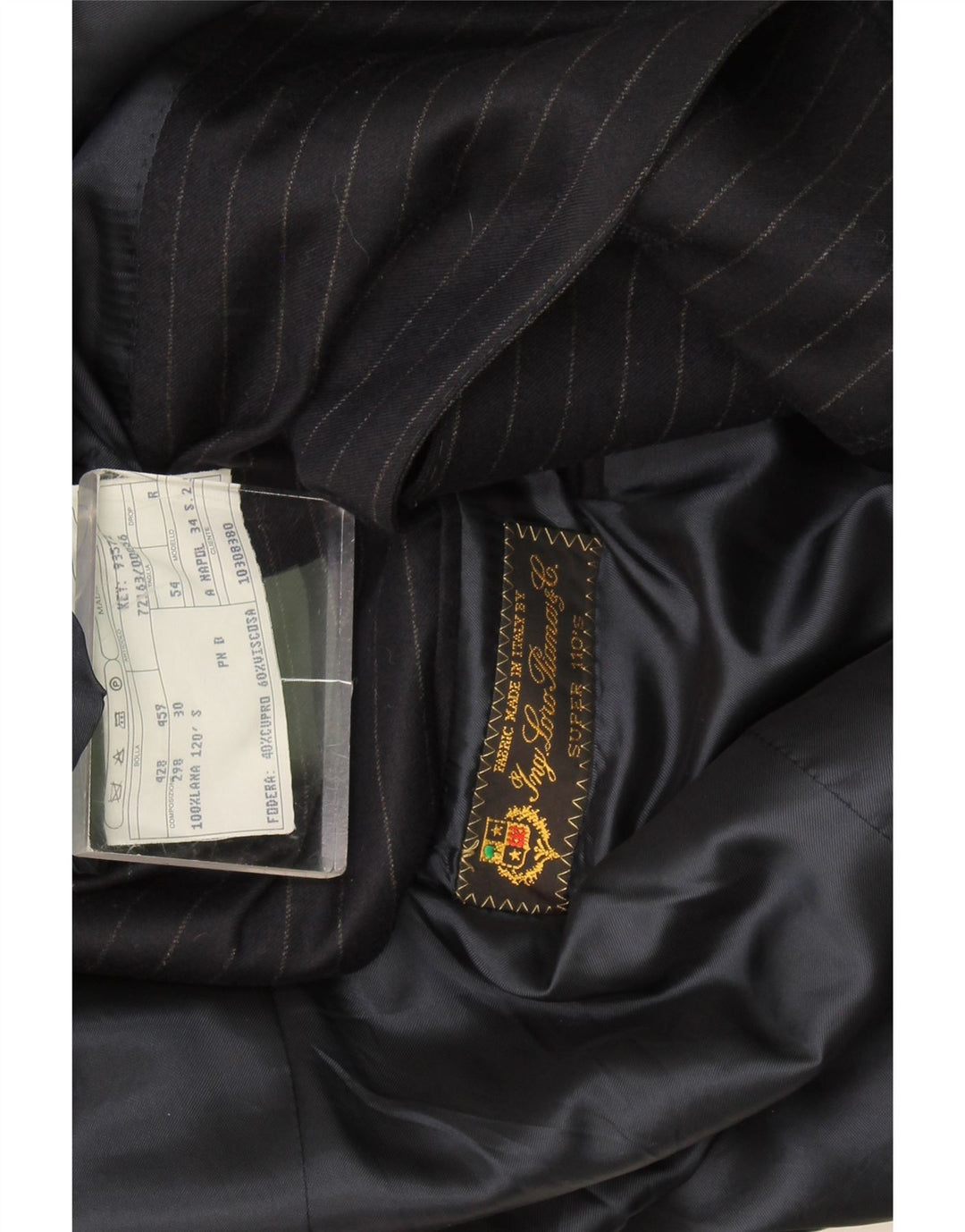 Loro Piana Herren 3-Knopf-Blazerjacke IT 54 2XL Marineblaue Nadelstreifenwolle