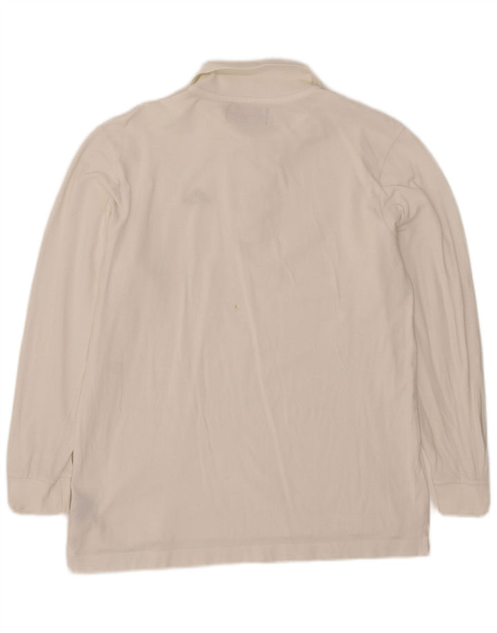 Kappa Herren-Langarm-Poloshirt aus mittelweißer Baumwolle