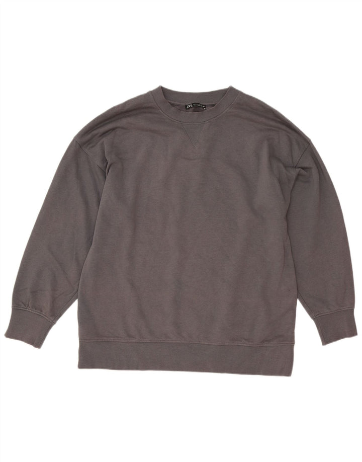 Zara Damen-Sweatshirt in Übergröße, Gr. 10, Größe S, Grau, Baumwolle