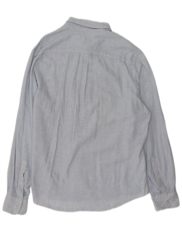 MURPHY & NYE Herrenhemd XL, blaue Nadelstreifen-Baumwolle