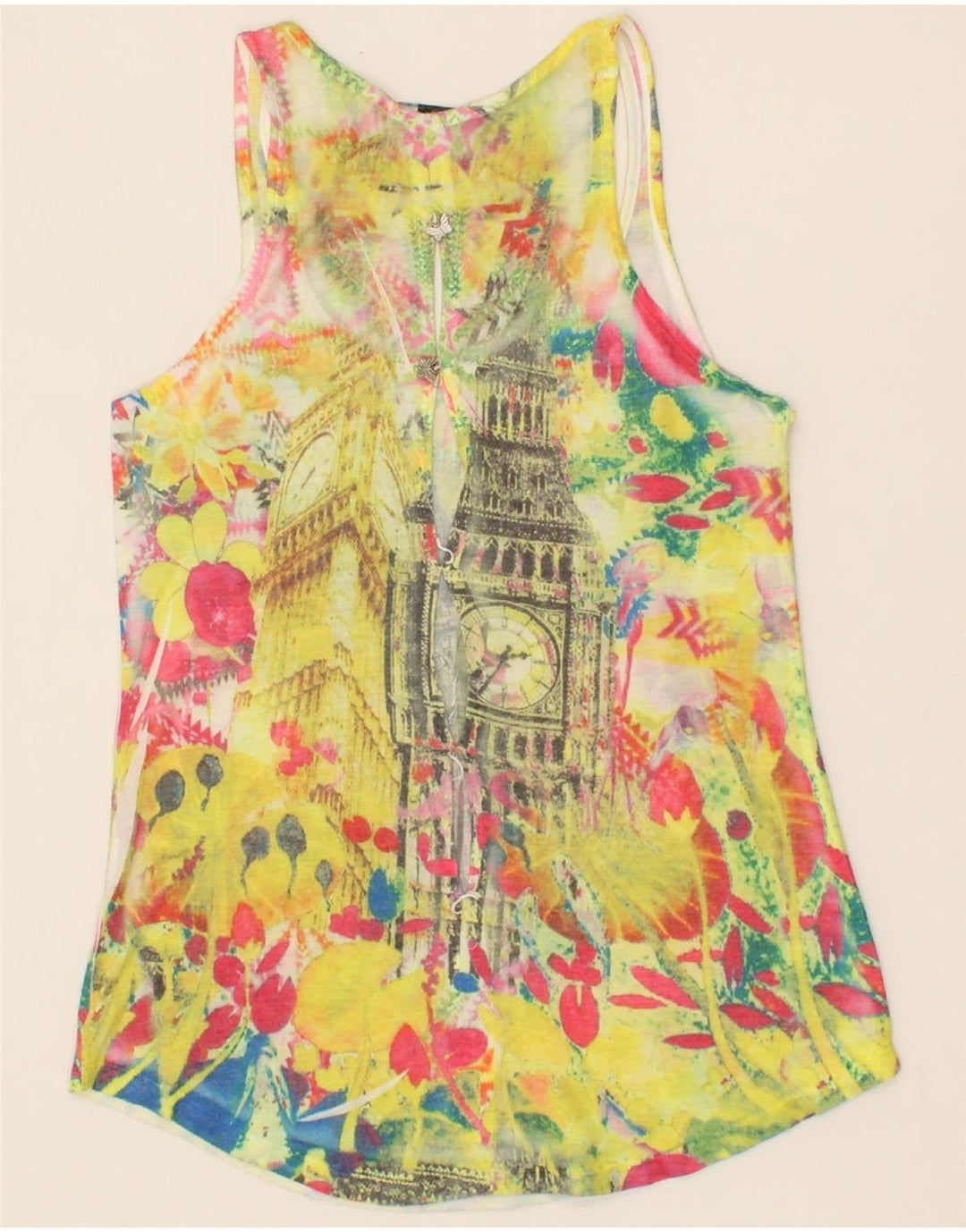 LIU JO Womens Graphic Vest Top UK 8 Small Multicoloured Vintage Liu Jo and Second-Hand Liu Jo from Messina Hembry 