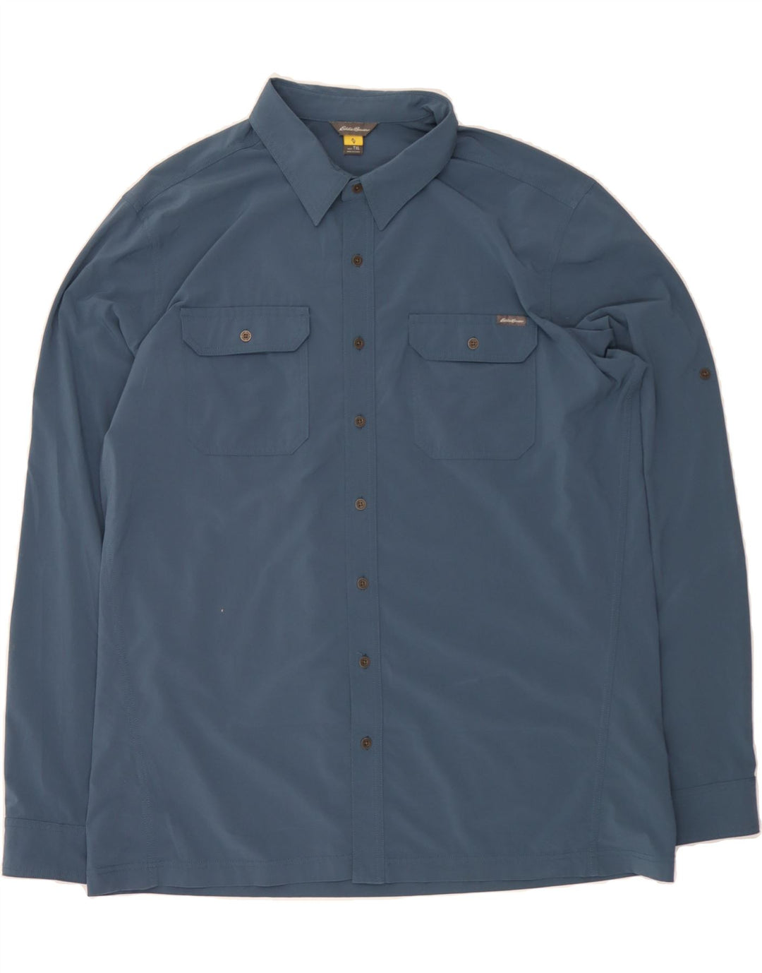 EDDIE BAUER Mens Tall Shirt XL Blue Polyester Vintage Eddie Bauer and Second-Hand Eddie Bauer from Messina Hembry 