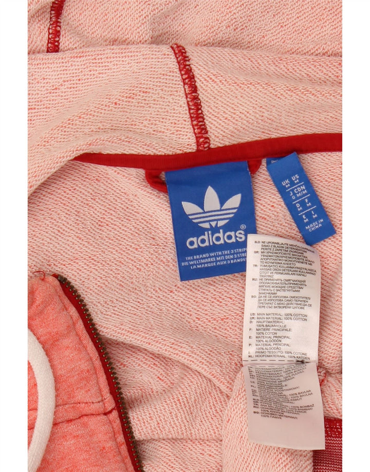 ADIDAS Damen Zip Hoodie Pullover UK 14 Mittelrosa Baumwolle