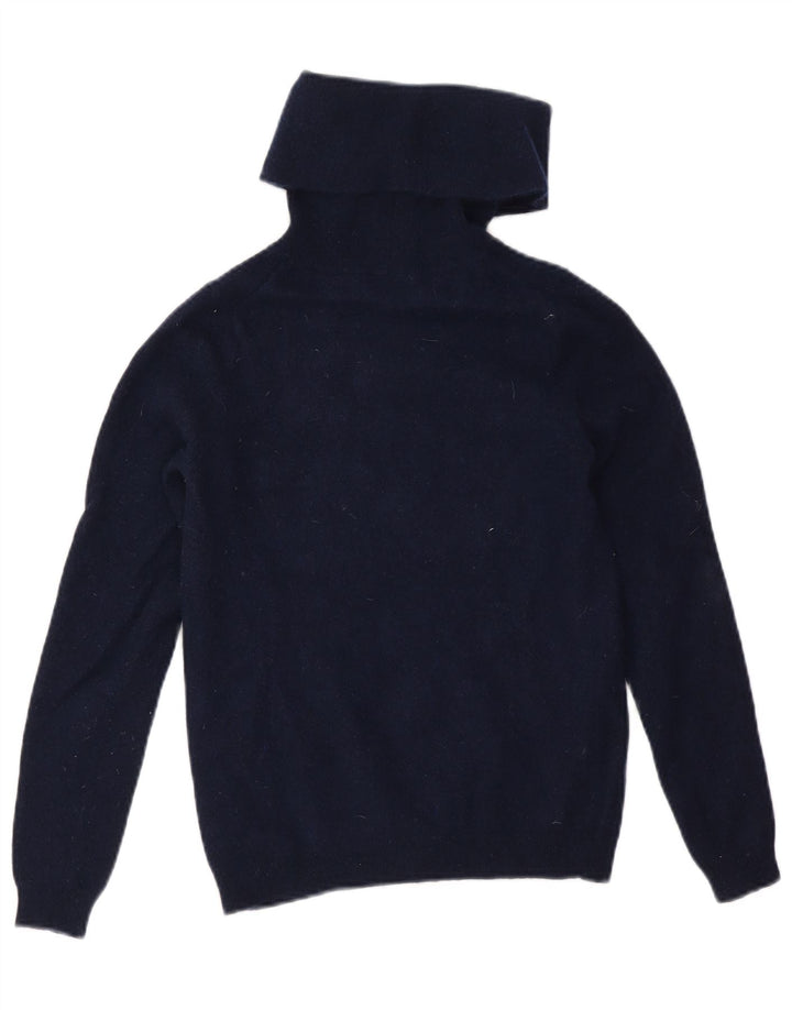 Jaeger Womens Crop Rollkragenpullover Pullover UK 10 Small Marineblaue Wolle