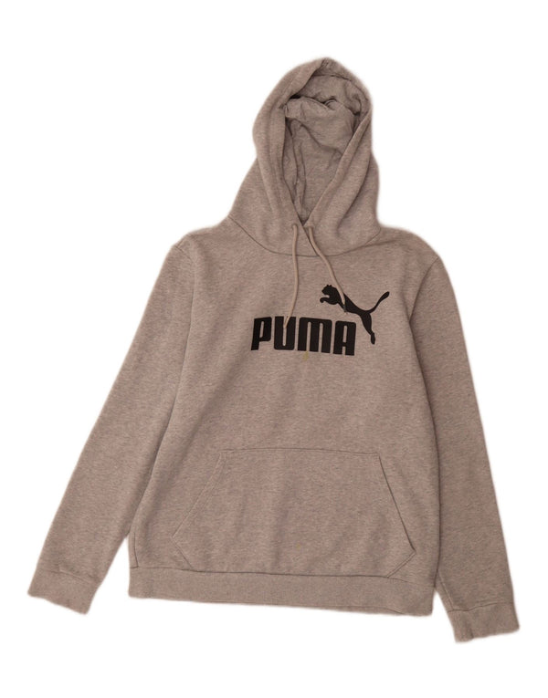 Puma Womens Graphic Hoodie Pullover UK 14 Mittelgraue Baumwolle