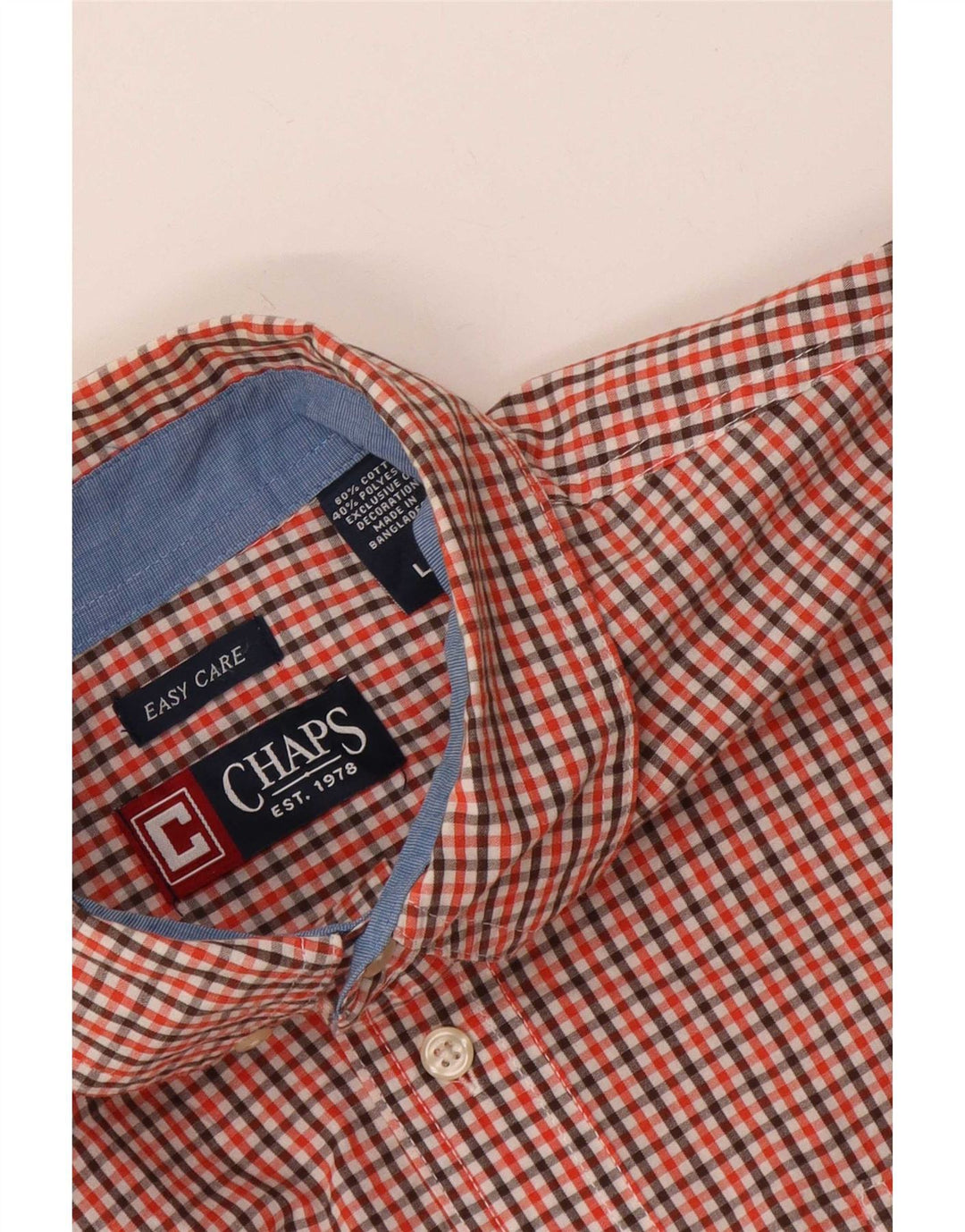 Chaps Herren-Hemd, pflegeleicht, groß, rot, Gingham-Baumwolle