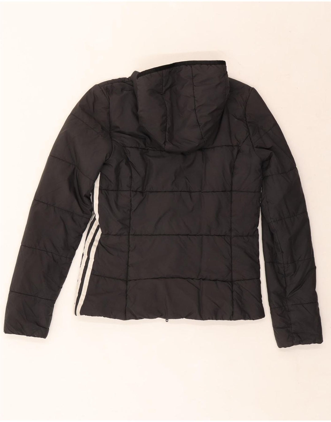 ADIDAS Wattierte Damenjacke mit Kapuze, UK 8, Größe S, Schwarz, Polyester