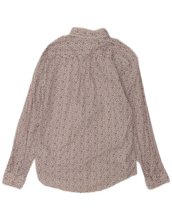 Tommy Hilfiger Herrenhemd, groß, weiße Baumwolle mit Blumenmuster