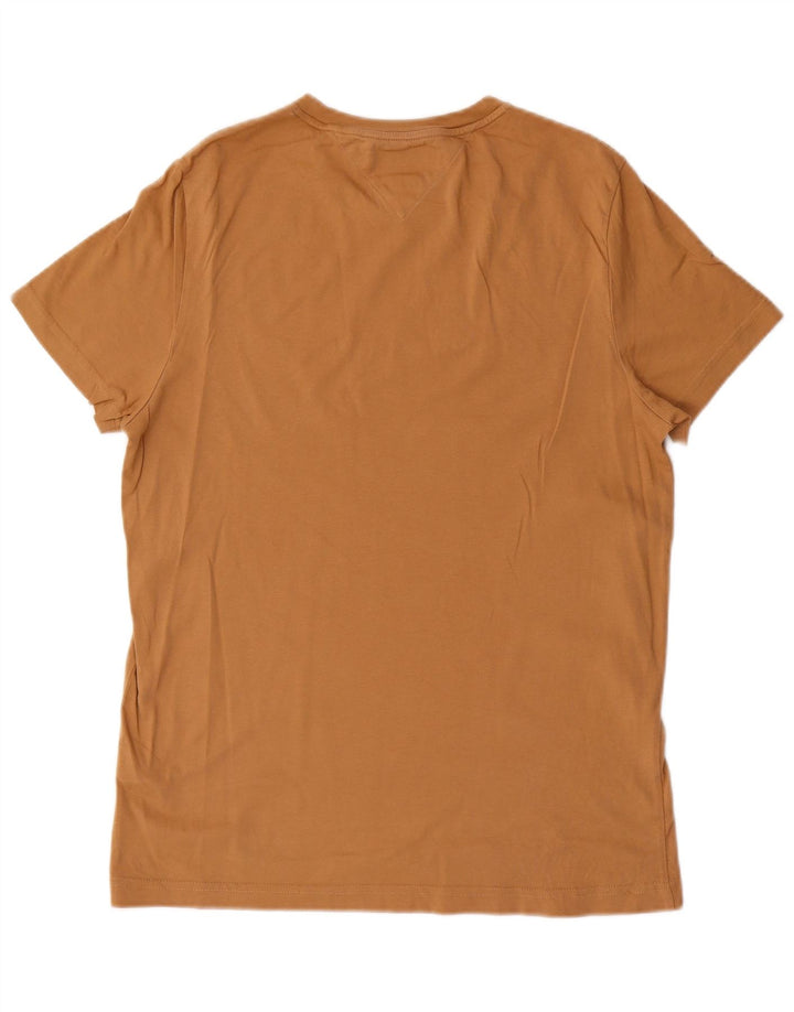 Tommy Hilfiger Herren Slim Fit Grafik-T-Shirt-Oberteil aus mittelbrauner Baumwolle