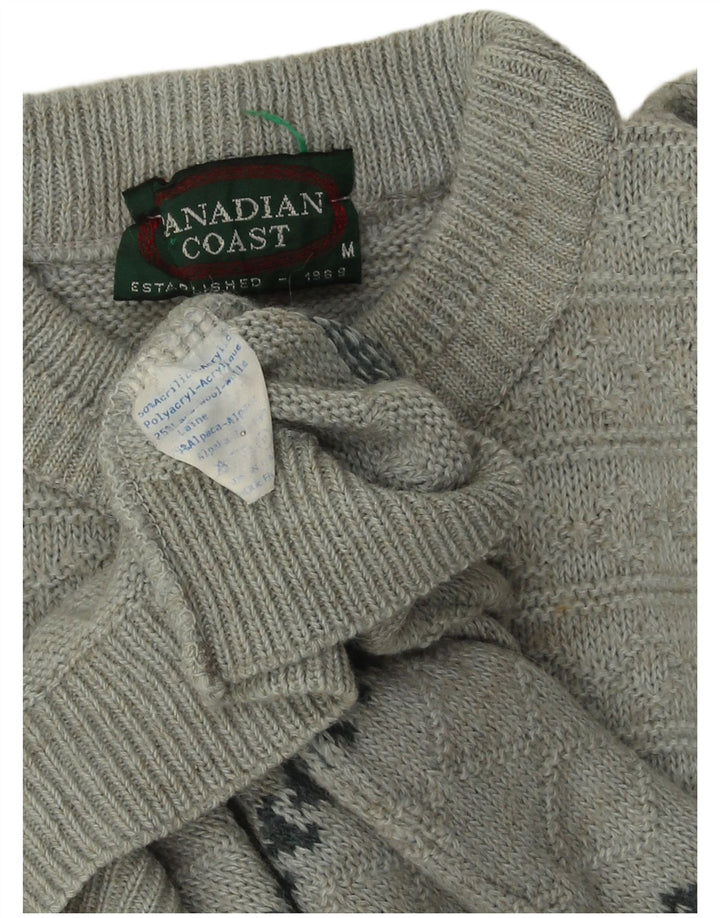 CANADIAN Herren-Pullover mit Rundhalsausschnitt, mittelgrau, gestreift, Acryl