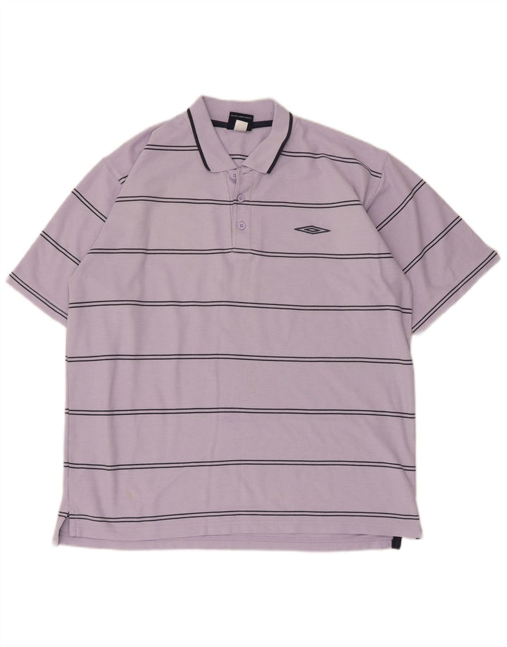 Umbro Herren-Poloshirt, großes lila gestreiftes Polyester