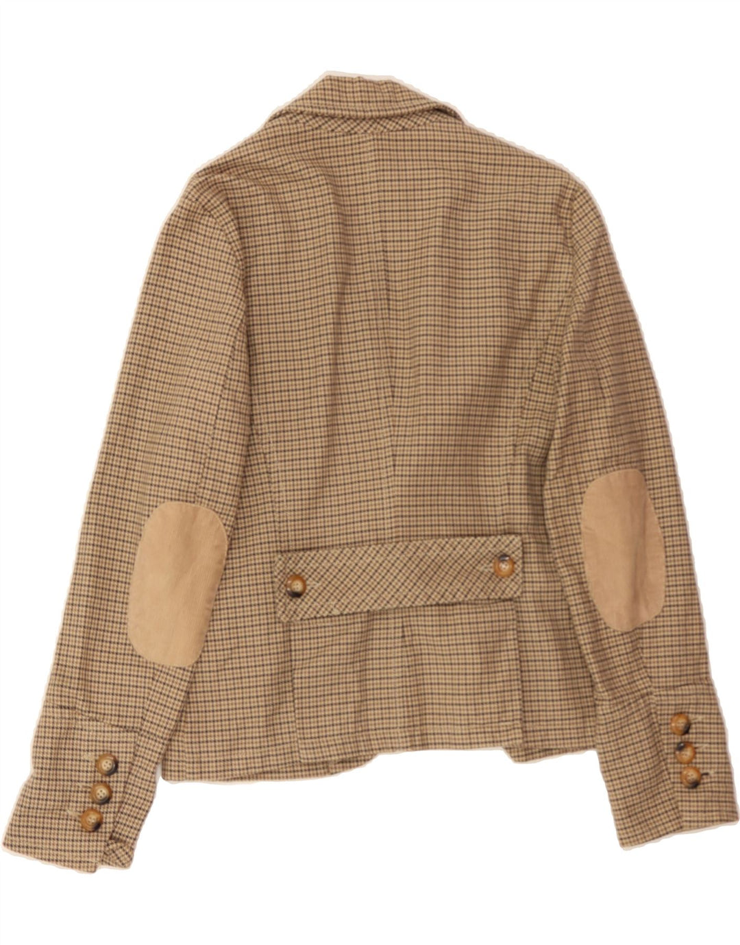 MASSIMO DUTTI Womens 1 Button Blazer Jacket UK 12 Medium Beige Houndstooth Vintage Massimo Dutti and Second-Hand Massimo Dutti from Messina Hembry 
