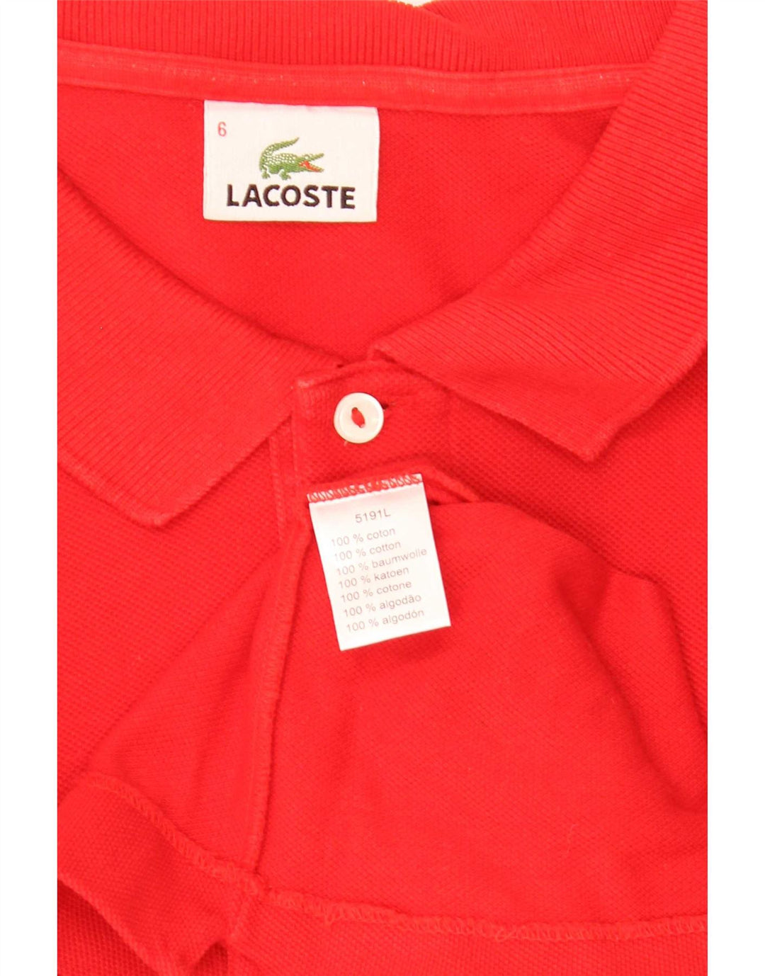 Lacoste Herren-Poloshirt, Größe 6 XL, rote Baumwolle
