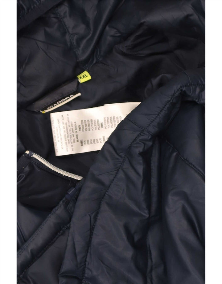 Diadora Wattierte Damenjacke mit Kapuze, UK 20 2XL, Marineblau, Polyester