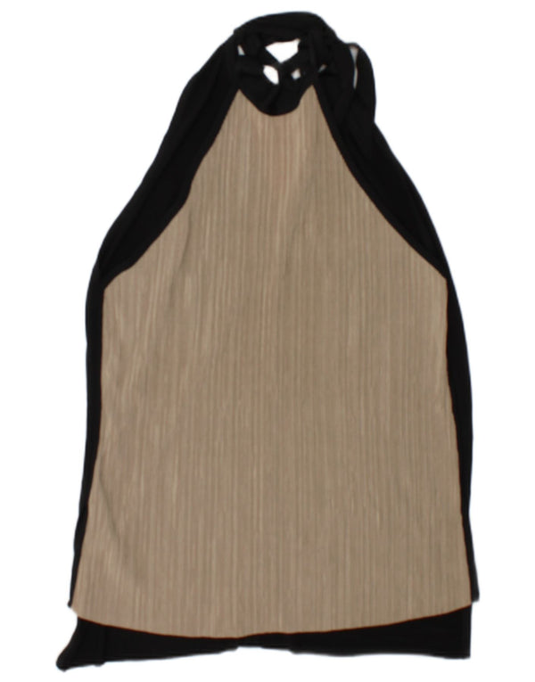 Zara Damen Neckholder-Top UK 14 Mittelbeige Farbblock