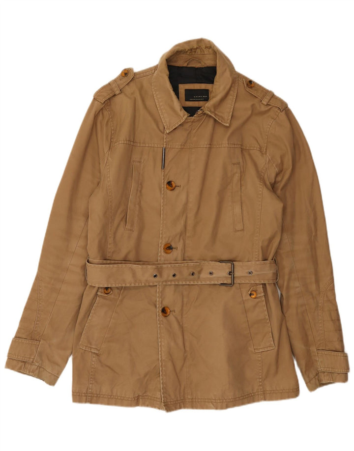 Zara Herren Militärjacke UK 40 Large Braun Polyester
