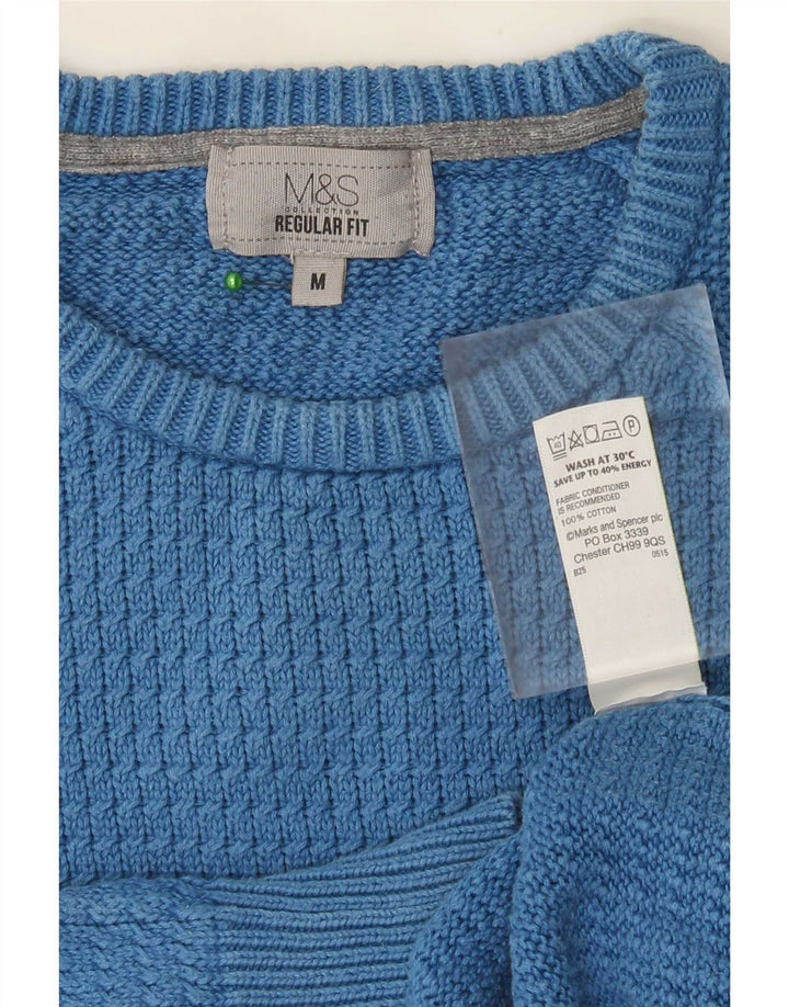 Marks & Spencer Herren-Pullover mit normaler Passform und Rundhalsausschnitt in Mittelblau