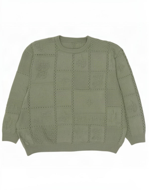 Vintage Damen Pullover mit Rundhalsausschnitt UK 20 2XL Grün